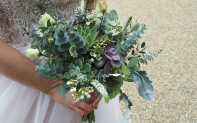 Succulents add a different texture to a Bridal bouquet 