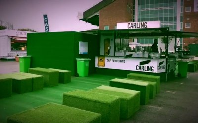 Our 3 sided branded pop up event trailer bar