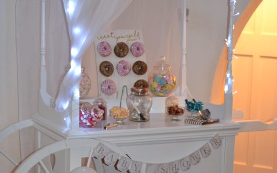 Flower roof, Donut wall, baby shower Cart 