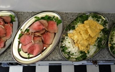 Cold roast beef and chicken