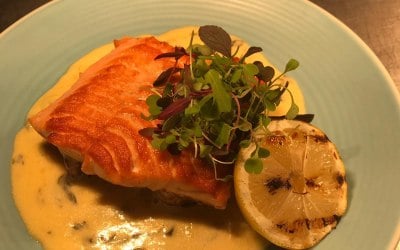Pan seared Salmon fillet with a champagne and sorrel sauce