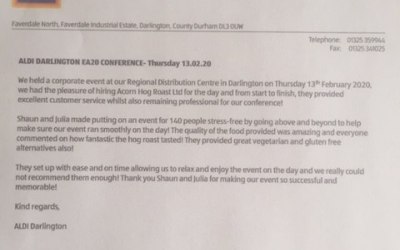 Arecent review from Aldi regional headquarters where we catered for their store managers conference.