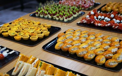 Our canapé selection at the Natwest Payments Hackathon at RBS Spinningfields, sweet and savoury, vegetarian and carnivore!