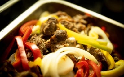 Roast Goat Meat with Mixed Bell Peppers