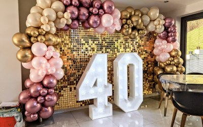 Sequin wall and light up number hire