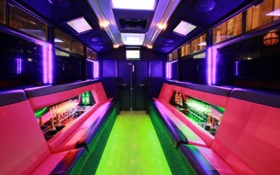 interior of our pink party bus
