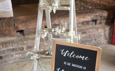 Decorated ladder with personalised sign