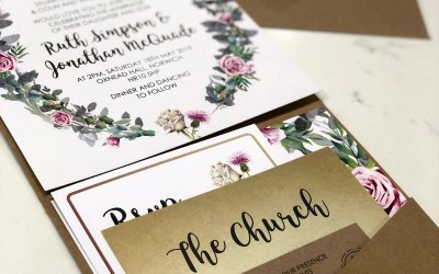 Gold foiled text with pretty floral elements