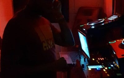DJing at a club