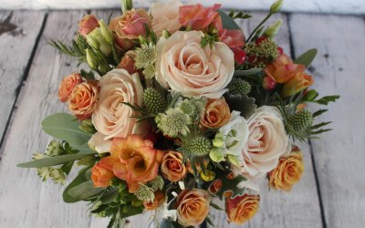 Deep Orange and Blush Bridal Bouquet