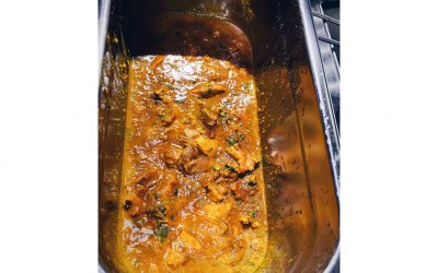 Homemade Kashmiri Chicken Curry. Perfect over our triple cooked chips 