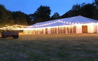 Our "OT4000" Marquee with festoon lights