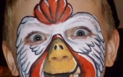 Prize winning chicken face paint design