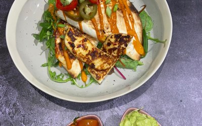 Grilled Halloumi with chipotle & lime
