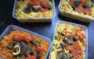 Jollof Rice & Fried Rice with Goat Meat