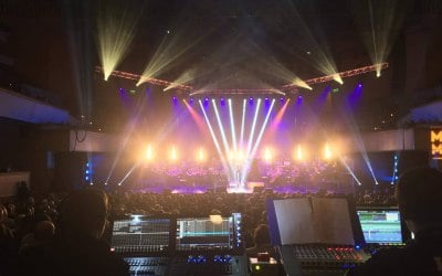 100 moving lights and 150 mics 