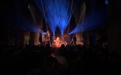 Stage, sound and lighting for Dan Owen, live in St Mary's Church Shrewsbury.