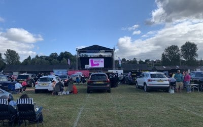 Stage, sound, lighting and LED video wall for the 90s Revival at Shropshire Drive-in.