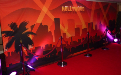 Hollywood backdrop and red carpet walkway for hire