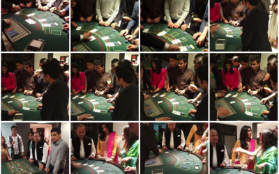Collage of images of playing guests taken at Hitesh's 21st Birthday party casino 