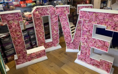 Pink Flower LOVE Letters