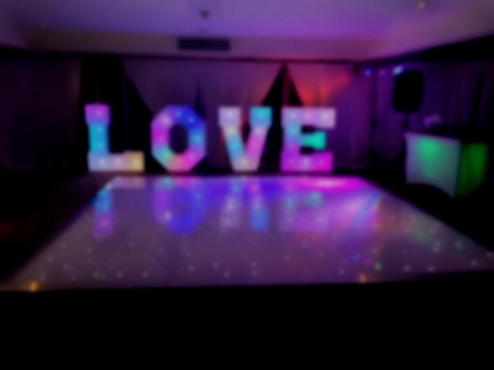 Love Letters and Dancefloor At Formby Hall Love Letters Hire & LED Dancefloor