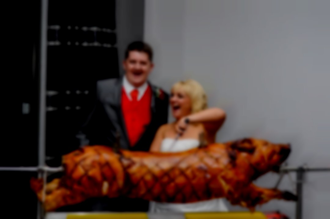 The Bride and Groom Hog and rooster Wedding reception