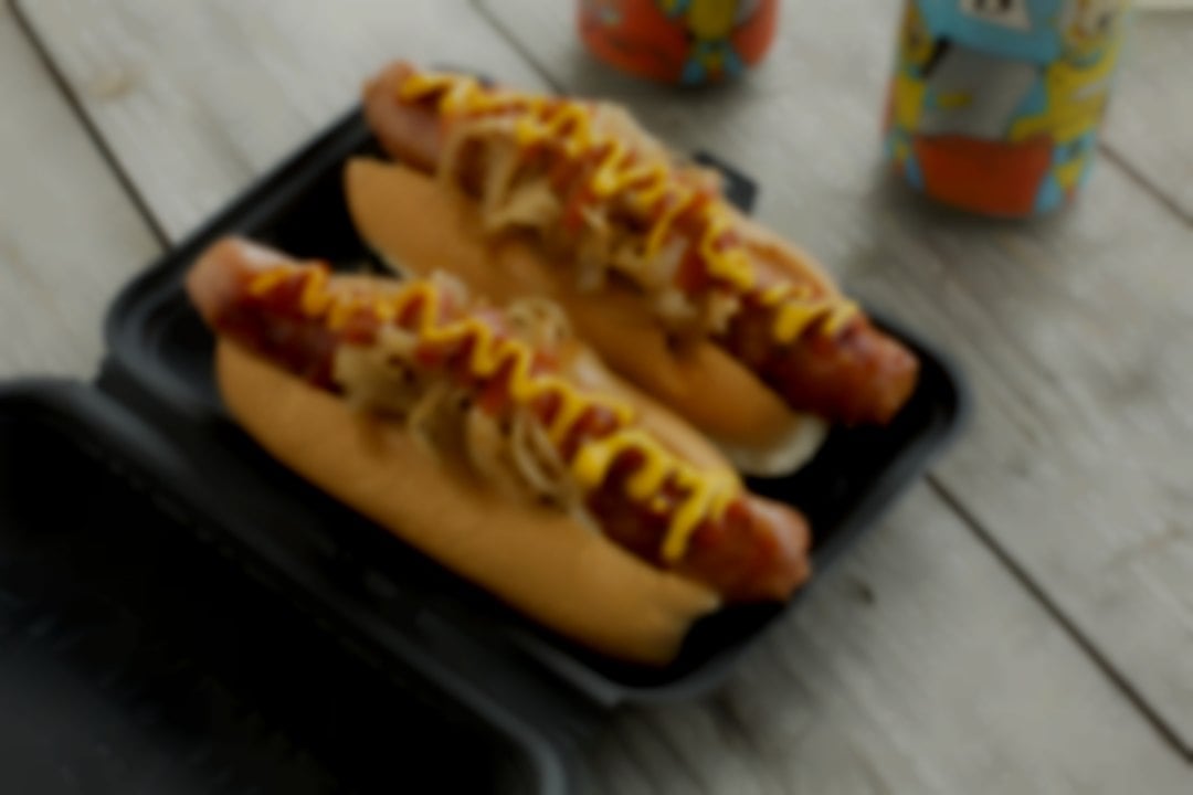 The real deal Classic hot dog with onion, ketchup and mustard