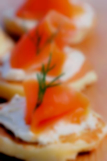 Smoked salmon blini Hand made canapes - an Expresso speciality