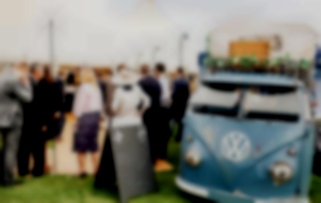 Frankie at a marquee wedding VW Split Screen Mobile Cocktail beer lager spirits bar