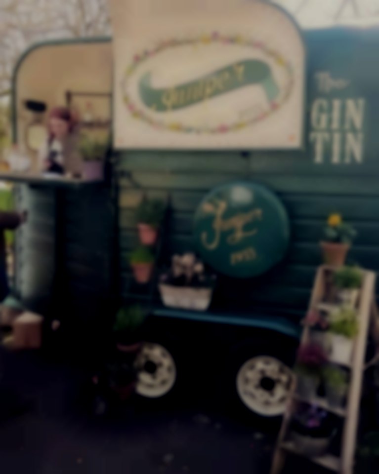 Specialist bar perfect for any wedding, party or corporate event Horse box gin tin Juniper1933 - mobile bar hire
