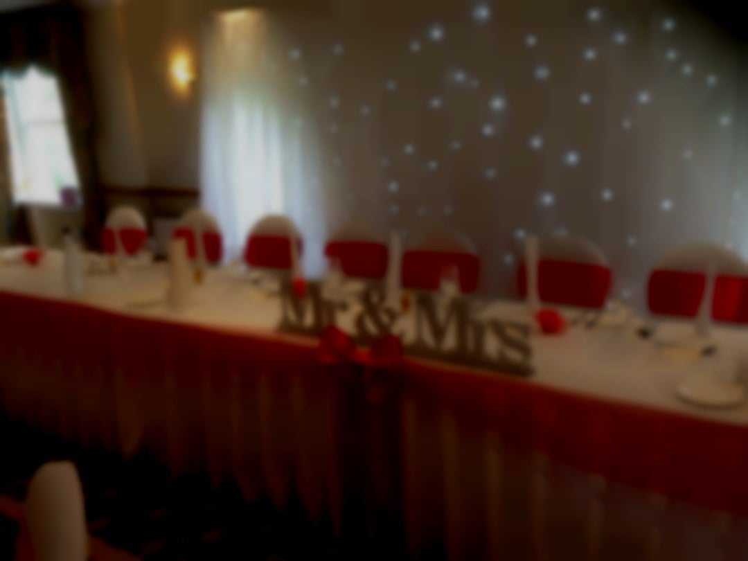 Our decor at Houstoun House Uphall Top Table and Backdrop Razzmatazz Occasions