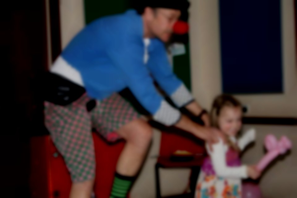 Sometimes I need a little help on my unicycle Professor Bumble at a Birthday Party