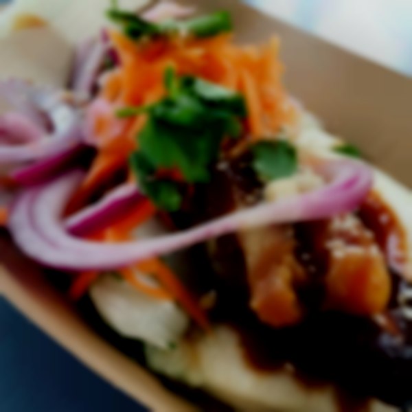 Taiwanese Steamed sandwich bun with glazed pork belly Canoodle Catering