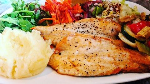 Chargrilled Seabass with salad 