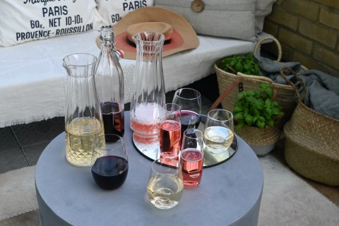 We serve our wines in stylish Govino glassware