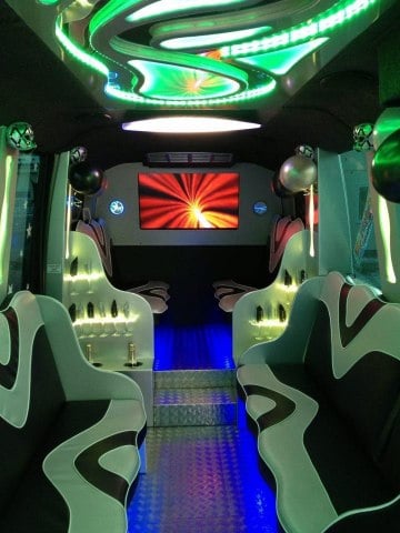 Party Bus Party Bus lit up.