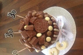 Giant chocolate cupcake with chocolate bars on the top