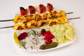 kebab skewers and salad