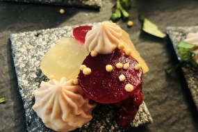 Foie royale, Pickled beetroot, smoked beetroot and beetroot quinoa