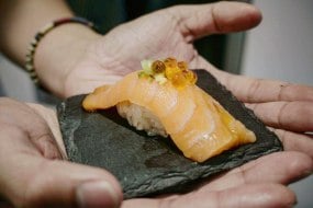 Nigiri Salmon with Ikura (salmon roe)