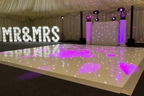 Wedding set up with Letters and Dancefloor 