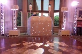 White Wedding DJ set-up including hearts projected onto the dancefloor