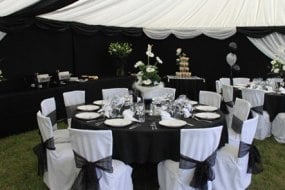 Black and white theme wedding furniture and marquee lining