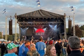 Large outdoor stage, sound system, lighting system, video wall and crew for Heal Festival 2023, Shrewsbury.