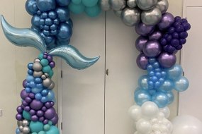 Mermaid tail & garland set up for a Childrens Birthday Party 