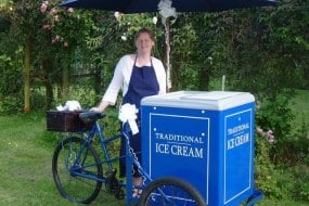Traditional Ice Cream Vintage Pashley Tricycle serving award winning local Jersey dairy ice creams and sorbets