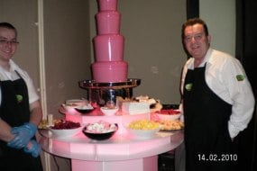 Pink chocolate fountain