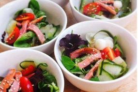 Summer salads, Bowl Food  - Smoked Duck with Soy Honey Dressing 
