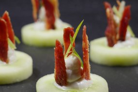 Cucumber Cups with Blue Cheese & Bacon